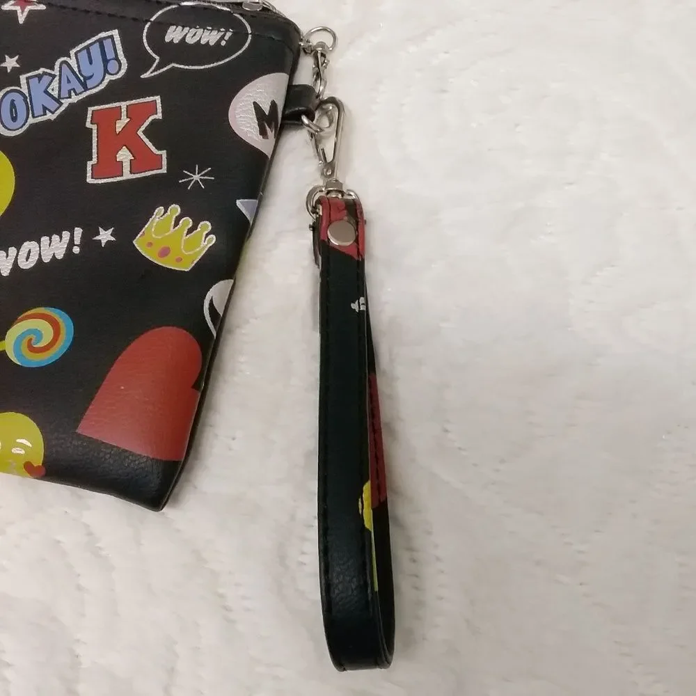 Bari Lynn Purse Convertible Crossbody Wristlet Colorful Emoji and Word Graphics